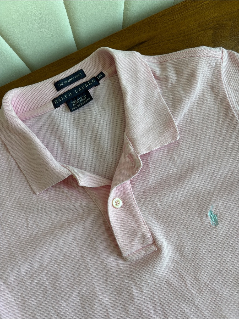 RALPH LAUREN Blue Label The SKINNY POLO Pink with Blue PONY Size Large - Picture 4 of 6